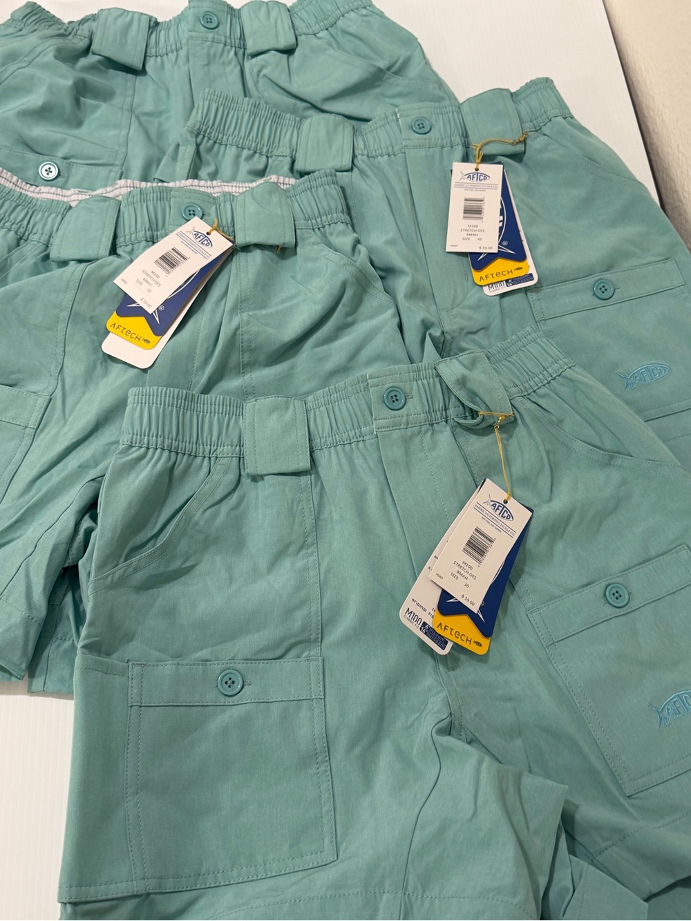AFTCO 4 pair Seafoam Green Women's Cargo Shorts